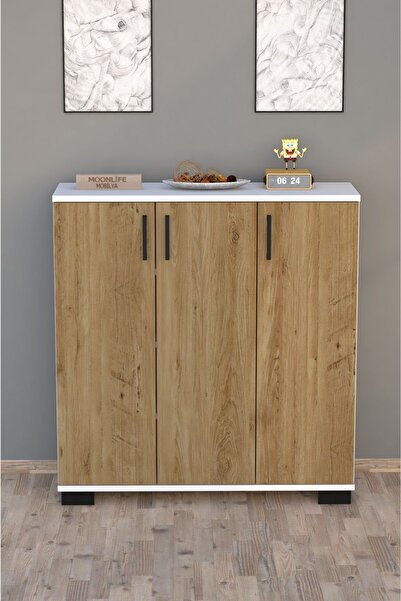 Moonlife Florida Çok Amaçlı 3 Kapaklı Dolap Çam