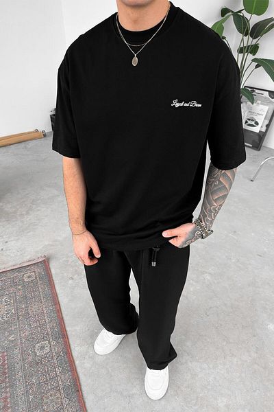 HAFKAGİYİM Μαύρο Loyal Patch Horse Detail Oversize T-shirt