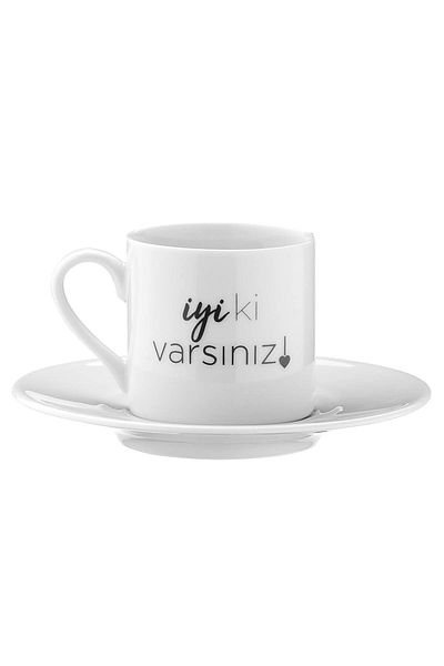 Kütahya Porselen 4 Piece Goodbye Goodbye Coffee Set for 2 People