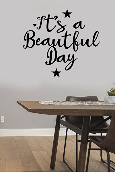 MIGNATIS Autocolant cu text „It's A Beautiful Day” scris de mână 60x53cm - Negru