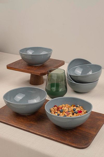 Kütahya Porselen Set boluri Blue Soho 6 piese 15 cm