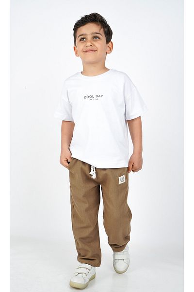 Katre Boy's Cotton Tshirt Linen Pants Suit