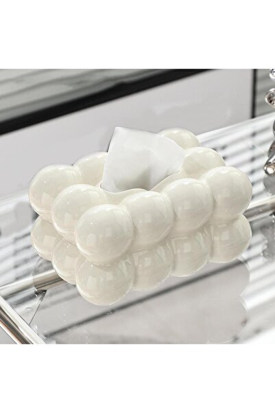 Choice1 حامل مناديل للوجه أبيض حليبي، غطاء علبة مناديل سيراميكي غير قابل للان...