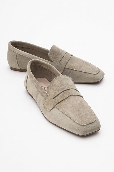 LuviShoes Γυναικεία Loafer Παπούτσια MORNE Beige Suede Γνήσιο Δέρμα