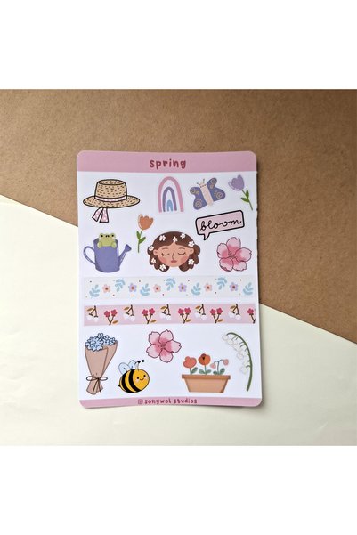 Songwol Studios Spring Season Themed Sticker - Sticker, Bullet Journal, Scrapbook, Sticker, A6 Size