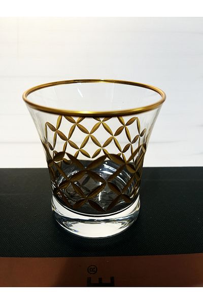 DECOSTYLE Decorated 6 Pcs Matte Gold Polo Soft Drink and Water Glass