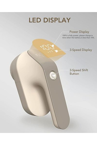 COOYA Fabric Shaver,Rechargeable Lint Remover,LED Digital Display,with 3-Speeds and 6-Leaf Blades