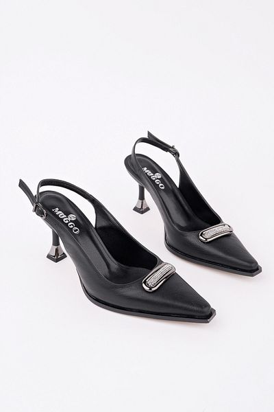 MUGGO Heels Open Back Buckle Detailed Daily Classic Heeled Women's Stiletto Shoes