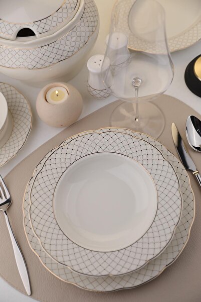 Kütahya Porselen Bone Olympos 62 Parça 12 Kişilik Yemek Takımı 12583