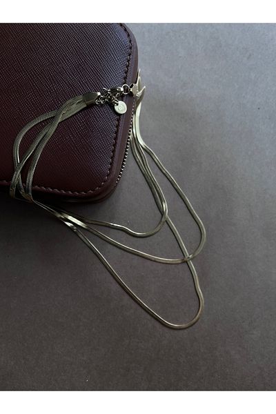 Miltonia 3 Row Italian Chain Steel Necklace