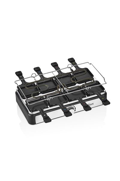 Zilan Gratar electric cu raclette Zilan ZLN8863, placa de piatra si placa de aluminiu, putere 1400 W, Gri