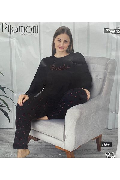 Pijamoni Black Seasonal Bamboo Pajama Set Evaavm55T654