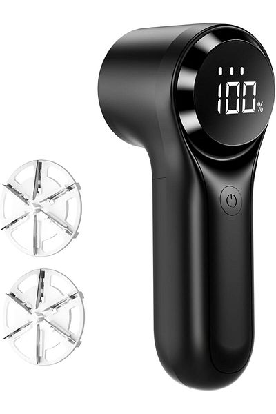 COOYA Electric Lint Remover, Rechargeable Fabric Shaver, 6-blade, 3-speed with LED Display for Clothes