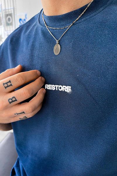 HAFKAGİYİM Μπλουζάκι Navy Blue Restore Tie Dye Washed Oversize T-shirt