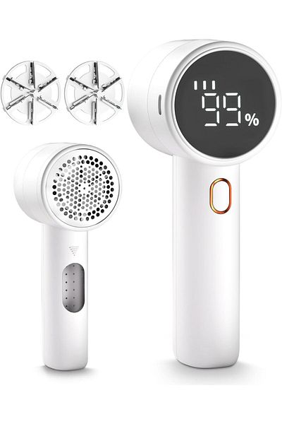 COOYA Electric Portable Lint Shaver, Fabric Remover with 3 Speeds, 6 Leaf Blades, Digital LED Display