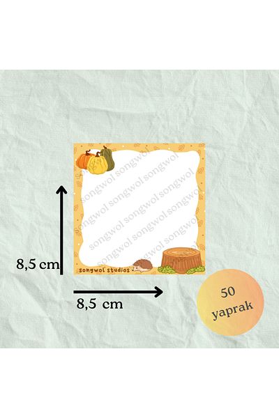 Songwol Studios Autumn Themed, Pumpkin Memo Pad, Memopad, Notepad