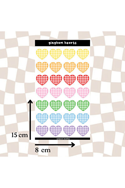 Songwol Studios Autocolant inimă în carouri, decal, agenda, jurnal bullet, al...