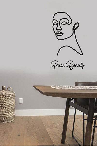 MIGNATIS ملصق حائط مكتوب بخط اليد Puse Beauty وWomen مقاس 60 × 35 سم - أسود
