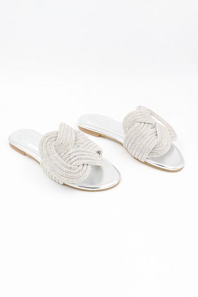 ENDİCAN 1161 Ml-101-1 Women's Stone Slippers (BTL) Silver