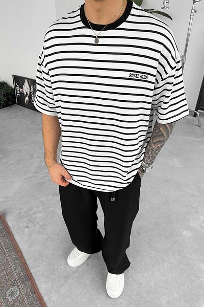 HAFKAGİYİM Black Royal Club Embroidery Oversize T-Shirt
