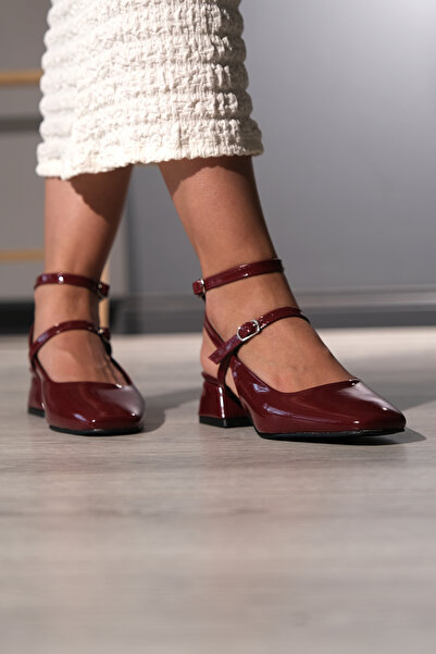 Akka Shoes Women's Mary Jane Patent Leather Ankle Strap Thick Heel Shoes