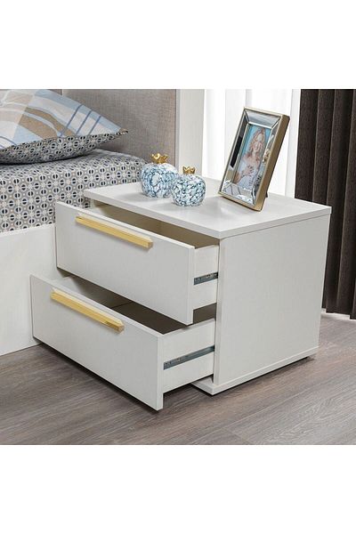Danube Home طاولة جانبية متعددة الاستخدامات من Serenity - لون كريمي طيني/ذهبي، الطول 55 سم × العرض 41 سم × الارتفاع 43.5 سم