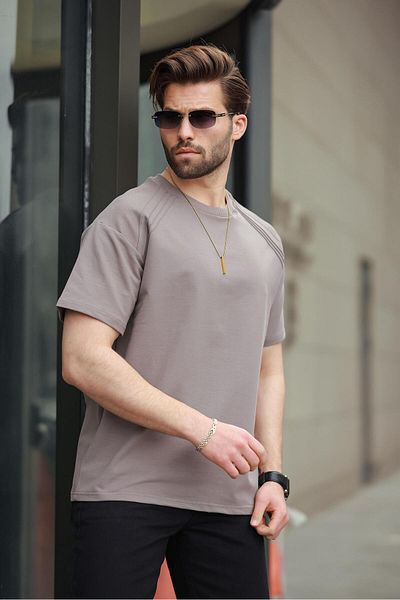 Madmext Ανδρικό μπλουζάκι Brown Crew Neck Basic E7138