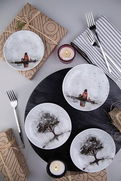 Kütahya Porselen Porcelain Mind 4 Piece 10 cm Plate Alens Group 897754