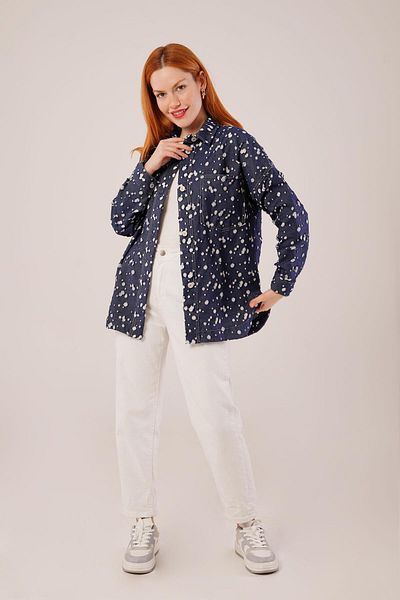 Viyamo Cămașă albastră din denim cu aspect învechit