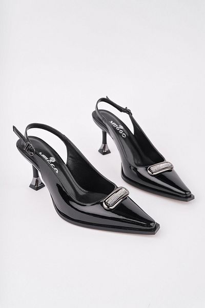 MUGGO Heels Open Back Buckle Detailed Daily Classic Heeled Women's Stiletto Shoes