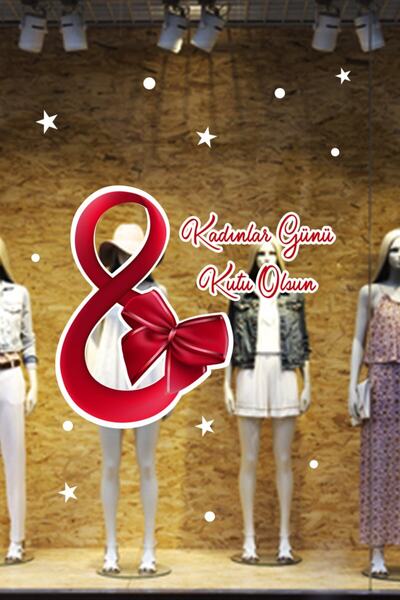 MIGNATIS Autocolant pentru vitrină din sticlă cu inscripția „Fericită Ziua Fe...