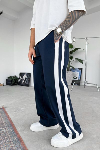 HAFKAGİYİM Φαρδιά αθλητική φόρμα Navy Blue Piece Stripe Detail