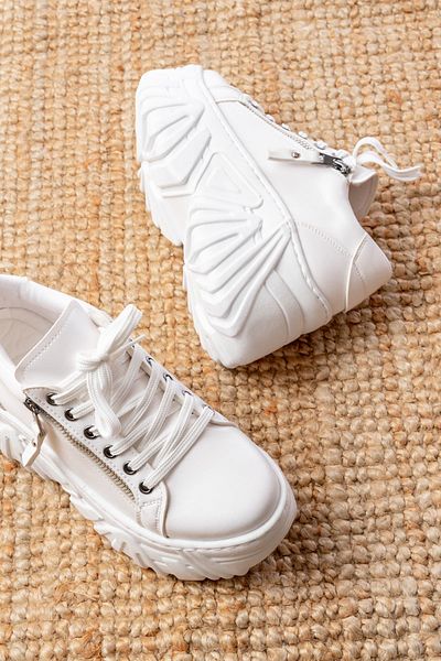 İNFON SP-156 Pantofi sport casual cu talpă înaltă, cu șireturi, cu fermoar