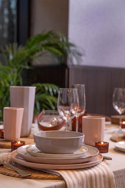 Kütahya Porselen Matte Beige 15cm 2 Piece Bevel Bowl Set