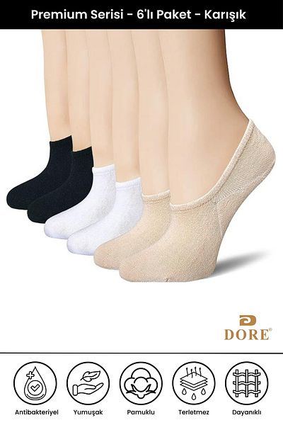 Dore Γνήσια 6 ζευγάρια Premium Comfort Μοντέλα Αθλητικά Παπούτσια Αθλητικά Παπούτσια Άνευ ραφής Αόρατα μονόχρωμα μποτάκια Κάλτσες