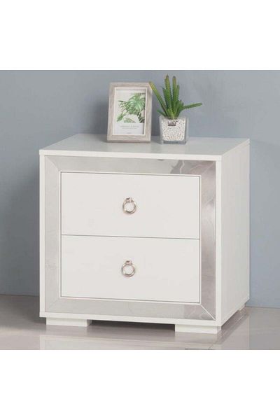 Danube Home طاولة جانبية متعددة الاستخدامات من Ezekiel - أبيض / فضي، الطول 52 سم × العرض 40 سم × الارتفاع 47.5 سم