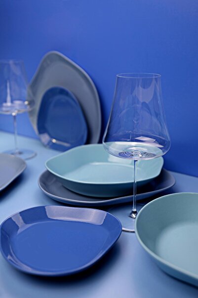 Kütahya Porselen Skallop 18 Parça 6 Kişilik Yemek Takımı Mavi