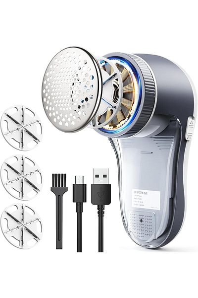 COOYA Fabric Remover for Clothes, Electric Lint Shaver with 6-leaf Blades, USB Rechargeable (White)