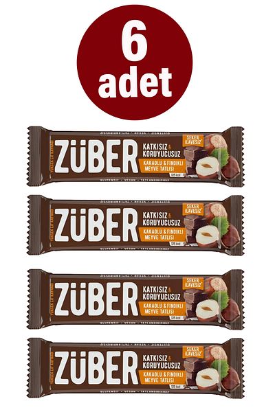 Züber Fruit Bar with Hazelnut and Cocoa 40g X6 Pieces