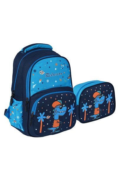 Bliss Set de 2 cutii de prânz pentru școală primară cu model de dinozauri