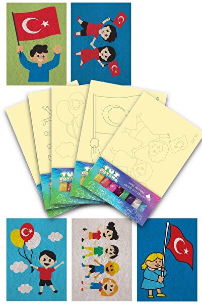 Artikel 23 Nisan Çocuk Bayramı,-2 Tuz Boyama Oyunu 5 li Seti , Eğitici Aktivi...