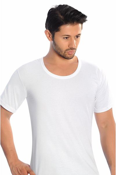 BilfolD 6-Piece White Combed Cotton Men's Crew Neck Undershirt-Si̇smen09