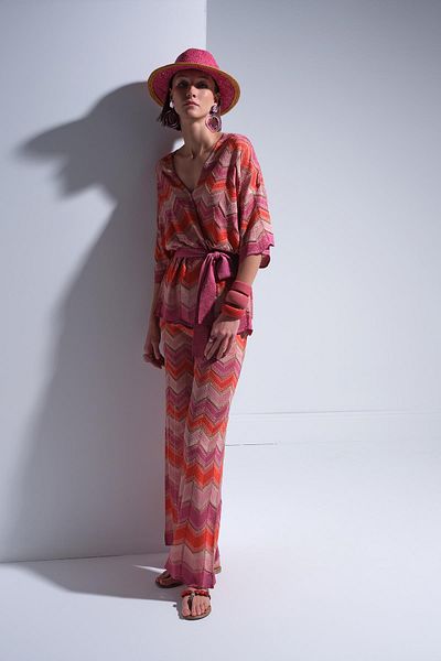 JOIN US Zigzag Patterned Elastic Waist Glitter Multi Pants