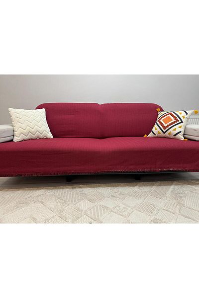 ŞENER HOME Modern Multi-Purpose Throw & Sofa Cover - Claret Red