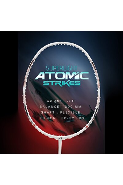 Hundred Atomic Air 78 Badminton Racket | Carbon Fibre | 78g | Max Tension 32lbs | Intermediate Players
