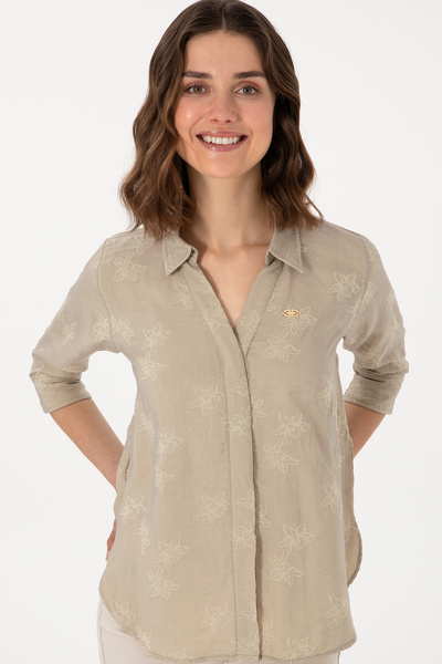 U.S. Polo Assn. Women's Stone Long Sleeve Shirt 50299438 -Vr049
