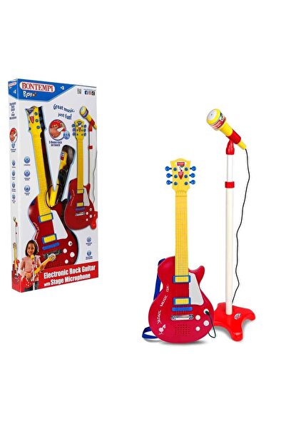 Sunman Bontempi Red Electronic Children's Rock Guitar with Footed Microphone