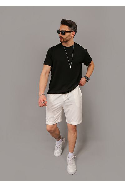 EydaMoon Unisex χτενισμένο βαμβακερό κανονικό 100% οργανικό βαμβάκι καλοκαιρινό σορτς με τσέπες