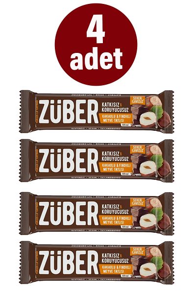 Züber Fruit Bar with Hazelnut and Cocoa 40g X4 Pieces