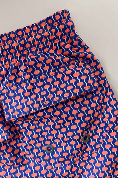 AYYILDIZ 845 Ανδρικό σορτς μαγιό με μπλε πορτοκαλί σχέδιο